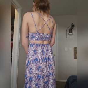 LOFT Blue and White Floral Maxi Dress